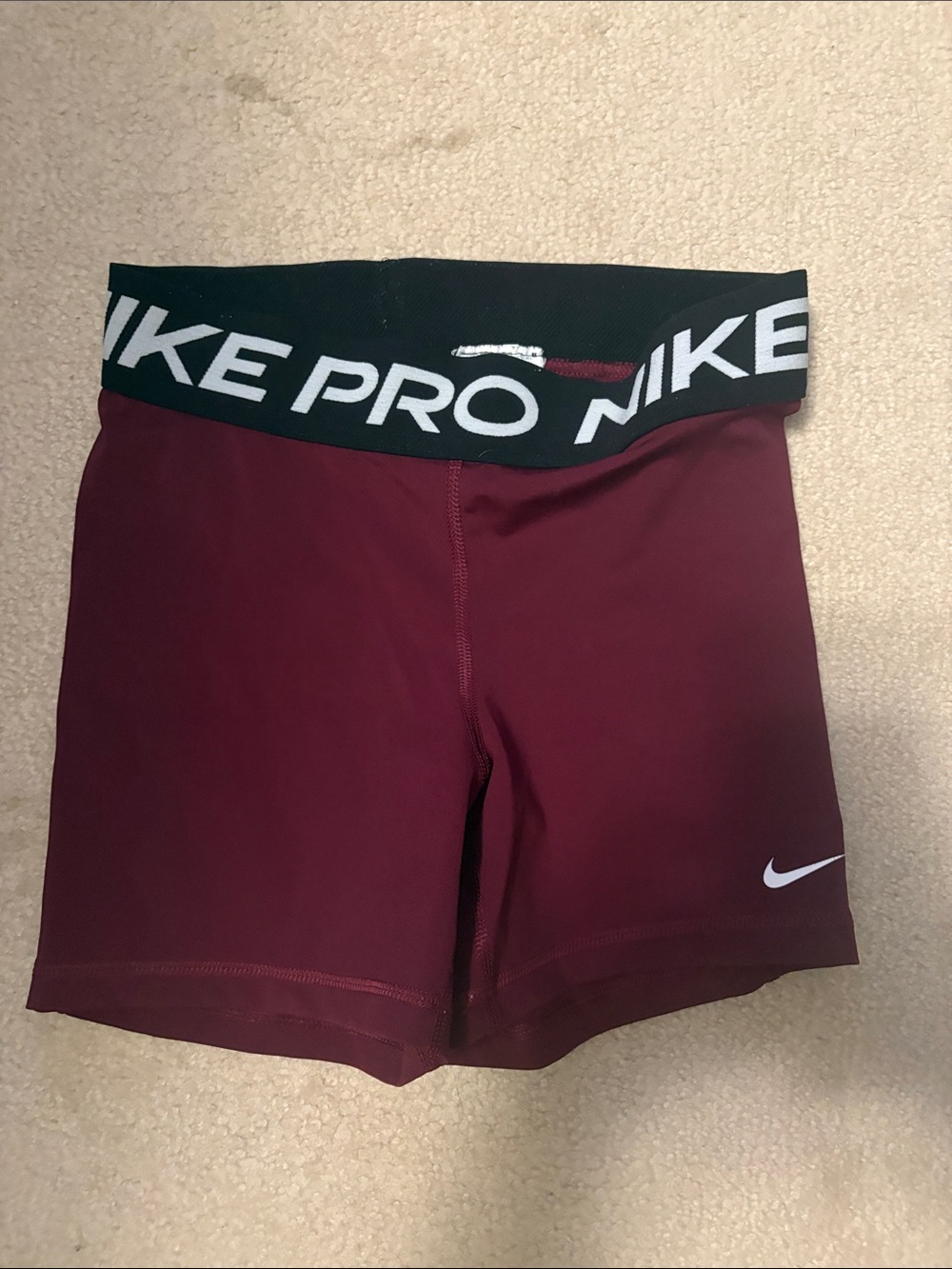 Nike Maroon Compression Training Shorts with Black Branded Waistband